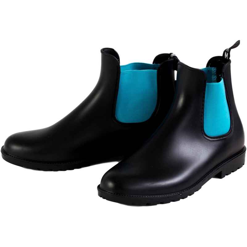 Jodhpur Reitstiefeletten mit Elastikeinsatz Kunstleder schwarz/kobaltblau
