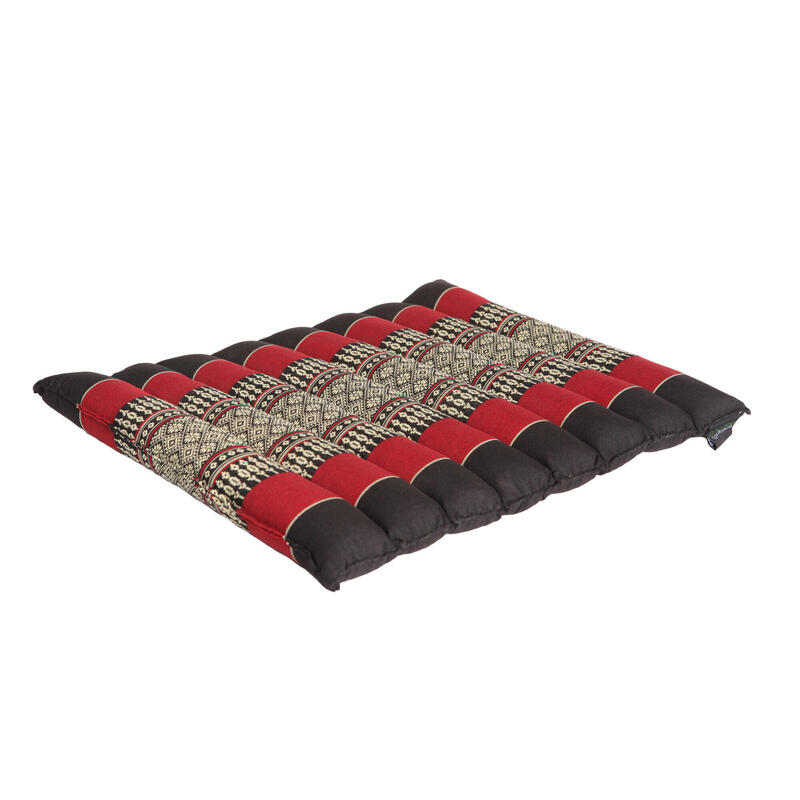 FLAT ROLLABLE - Plat en zacht yoga- en meditatiekussen - Zwart Rood - S