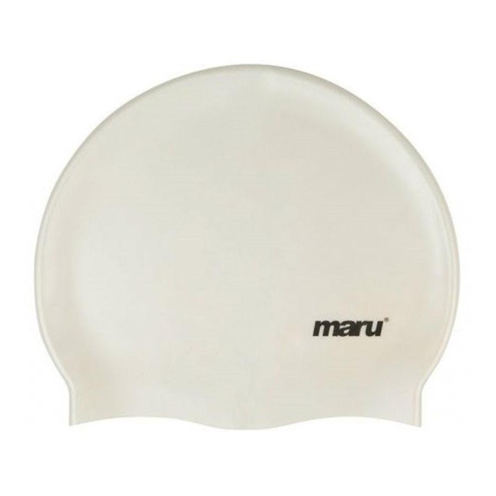 Maru Solid Silicone Swim Cap - White 1/1