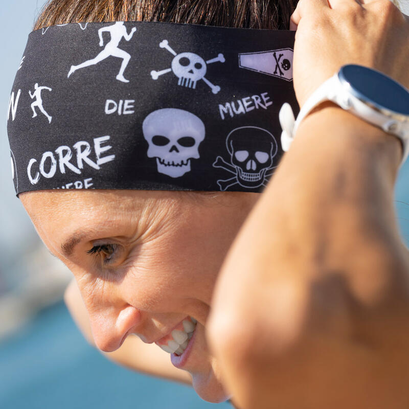 Cinta para la cabeza HEADBAND #CORREOMUERE unisex KAMUABU negra corte láser