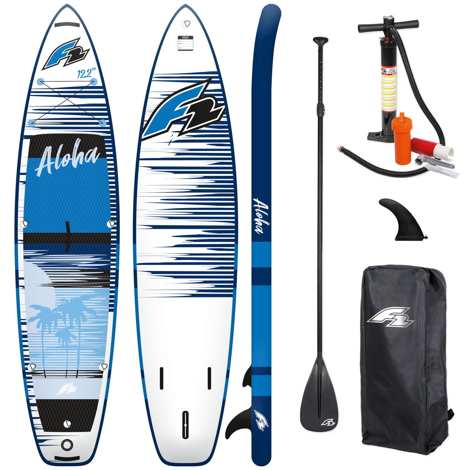 F2 F2 Aloha 12'2” SUP opblaasbaar board Wit met blauwe opdruk 372 cm