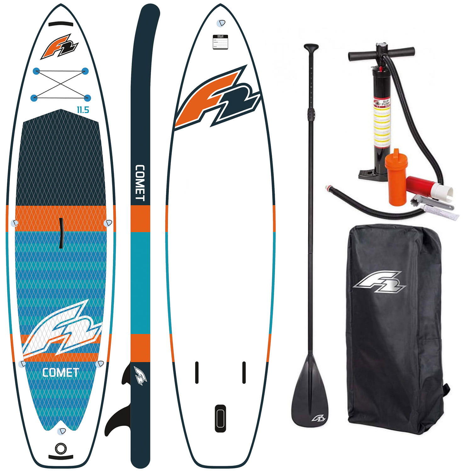 F2 F2 COMET 10'2” SUP opblaasbaar board Wit-turkoois 320 x 83 x 15 cm