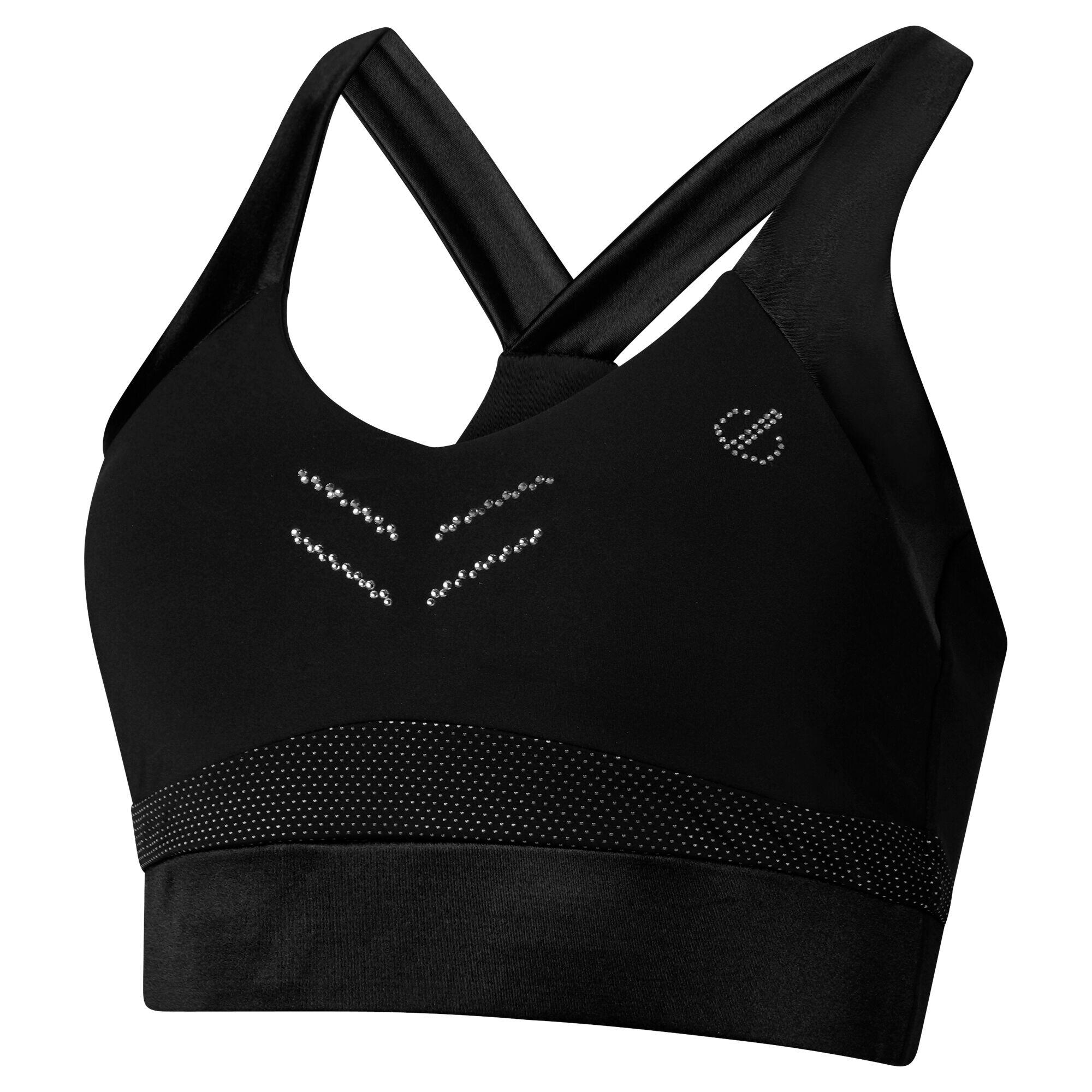 Womens/Ladies Crystallize Sports Bra (Black) 3/5