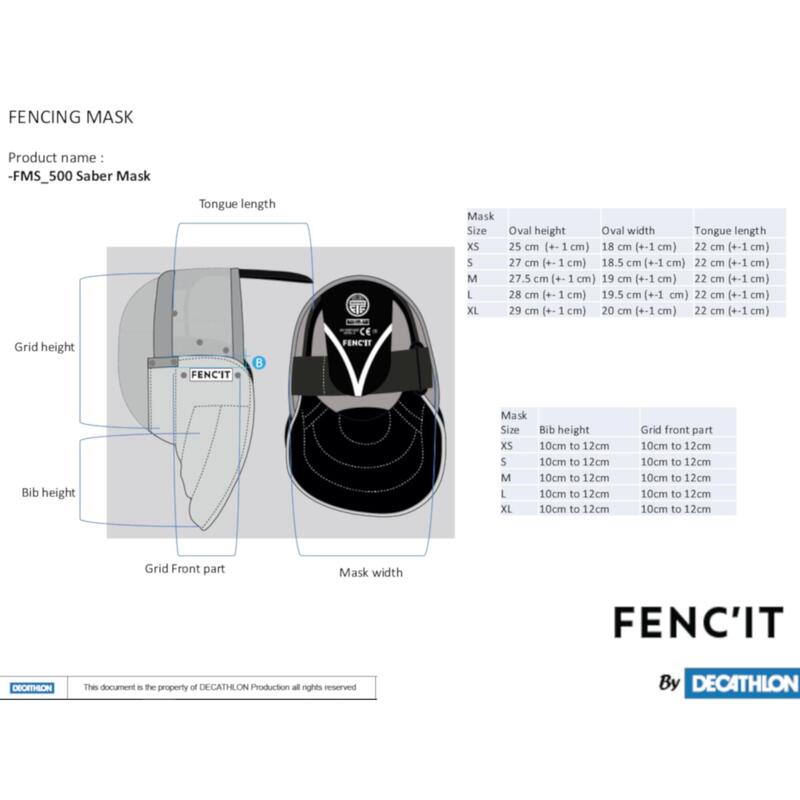 Refurbished - Fechtmaske Säbelfechten Erwachsene 1600N - GUT