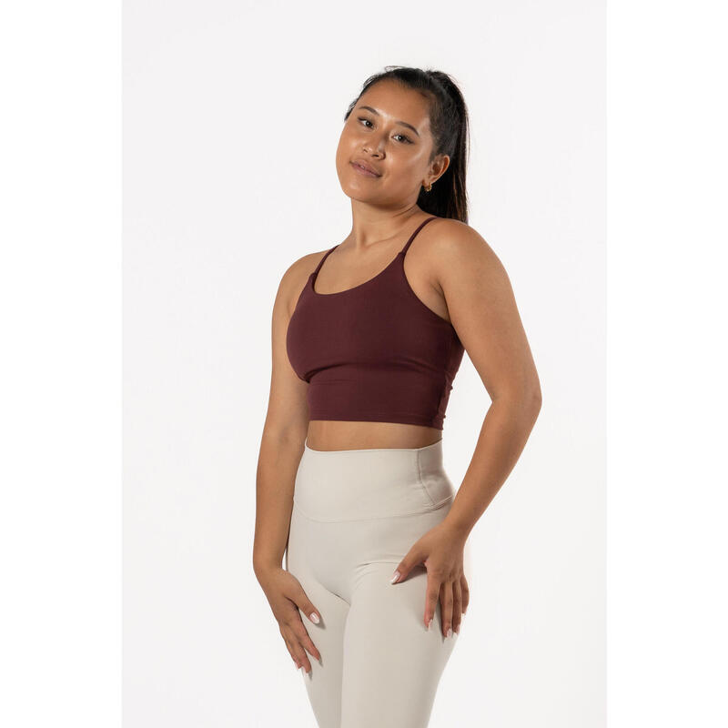 Varsity Brassière De Sport / Crop Top - Femme - Rouge Brûlé