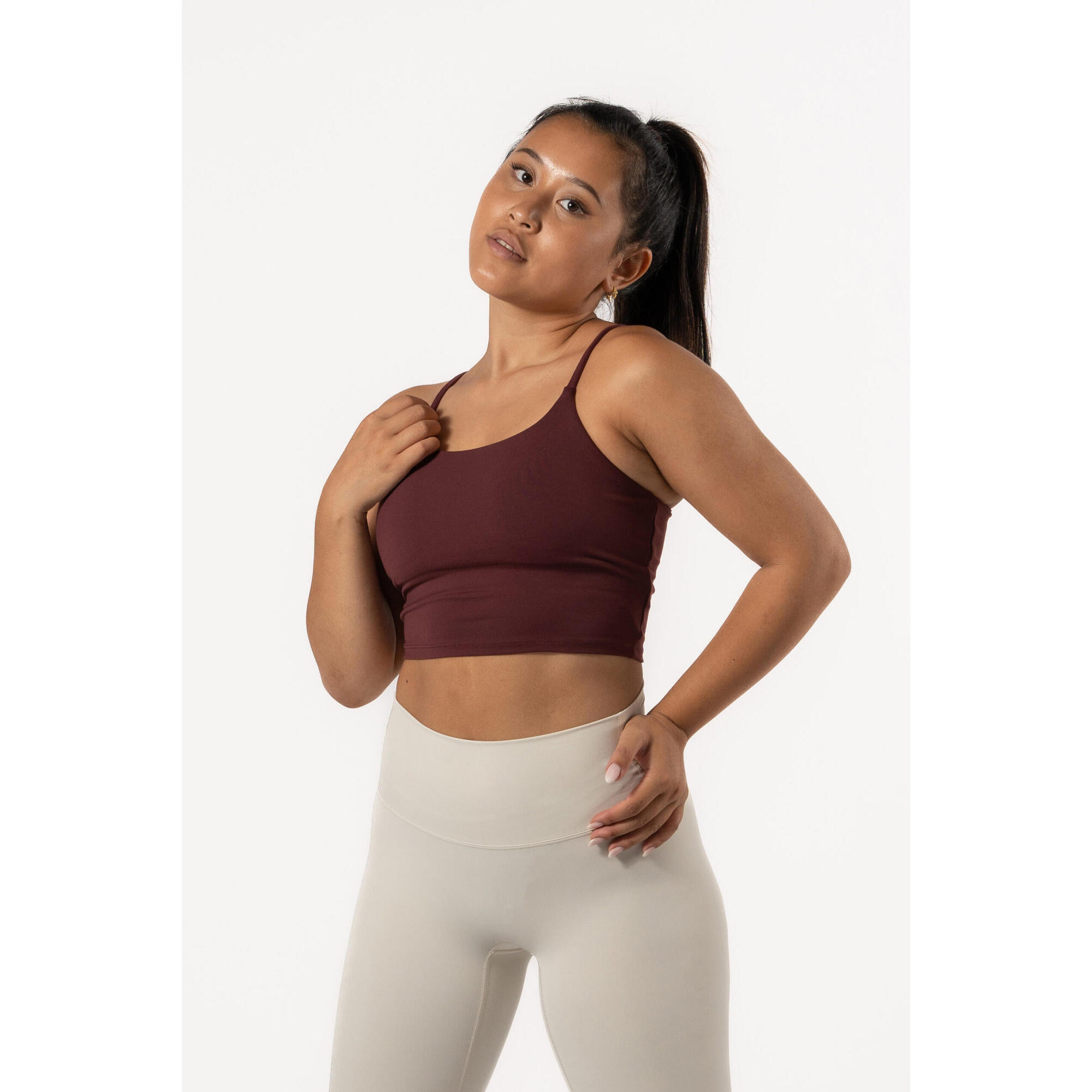 AESTHETIC WOLF Crop Top Donna Fitness Aesthetic Wolf Varsity Rosso Scuro