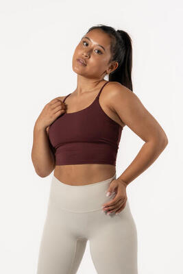 Crop-Top Sport-BH Fitness Varsity - Damen - Rotviolett