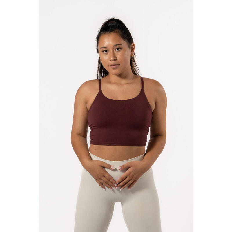 Varsity Brassière De Sport / Crop Top - Femme - Rouge Brûlé