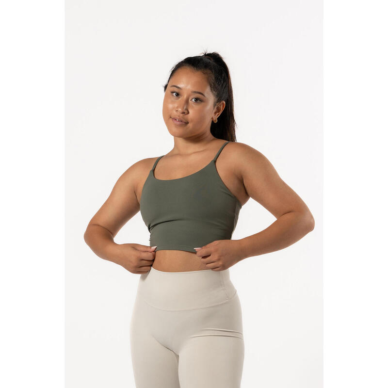 Varsity Brassière De Sport / Crop Top - Femme - Vert Olive