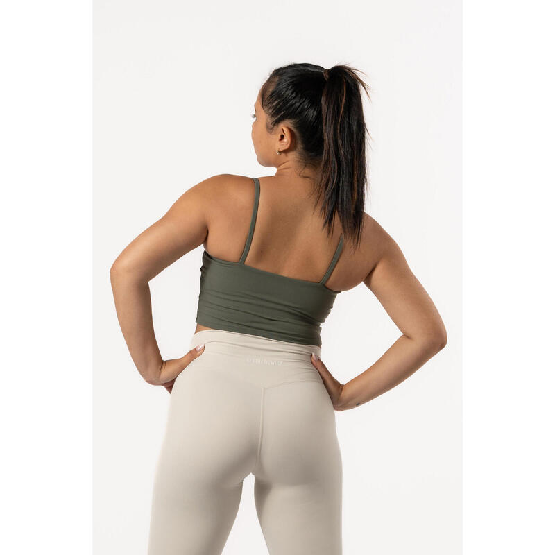 Varsity Brassière De Sport / Crop Top - Femme - Vert Olive