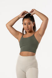 Varsity Brassière De Sport / Crop Top - Femme - Vert Olive