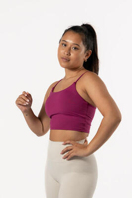 Crop-Top Sport-BH Fitness Varsity - Damen - Rotviolett
