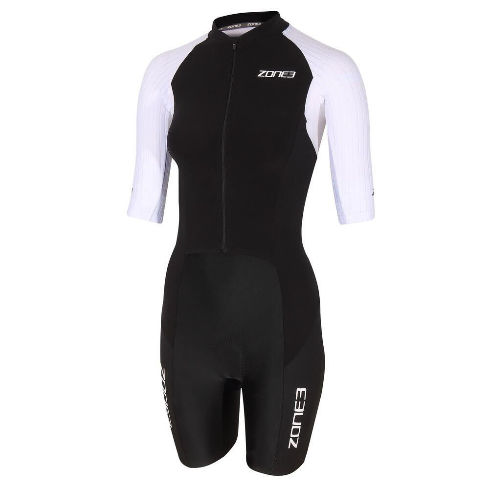 ZONE3 Lava Long Distance Full Zip Short Sleeve Tri suit Women's Black/White