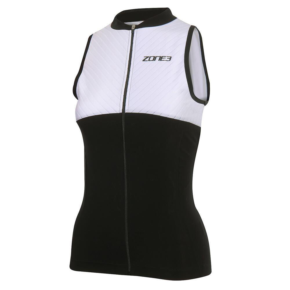 ZONE3 Lava Long Distance Tri Top Sleeveless Womens Black/White