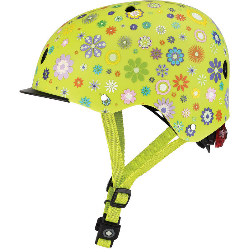 Trottinette  KinderCasque  Elite Lights  XS-S  Lime vert flowers