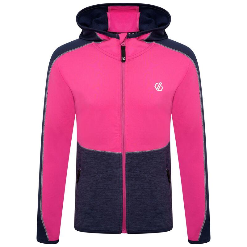 Hasty III Kids' Ski Full Zip 4-Way Stretch Midlayer - Dark Navy/Pink