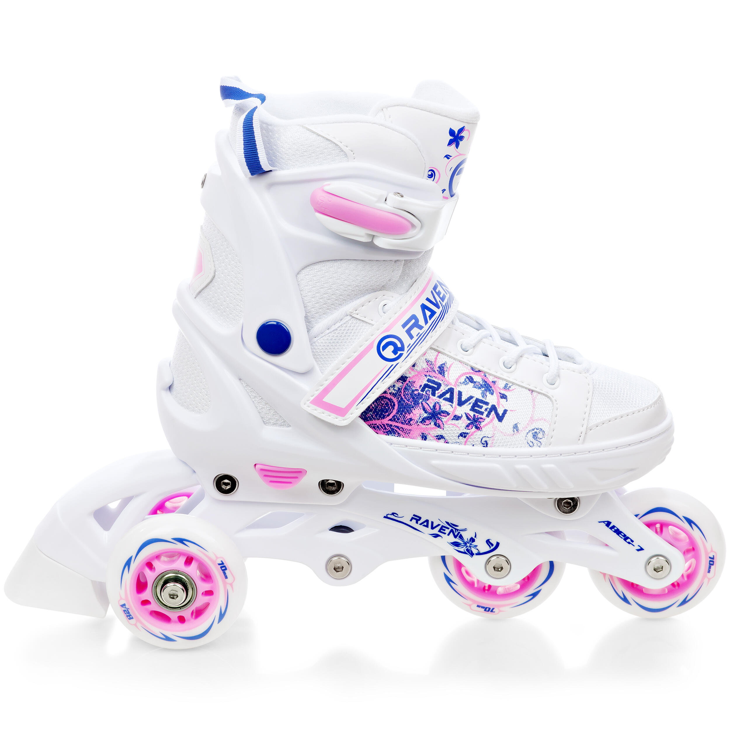 Pattini a rotelle regolabili 3in1 Meia Bianco/Blu/Rosa 5/7