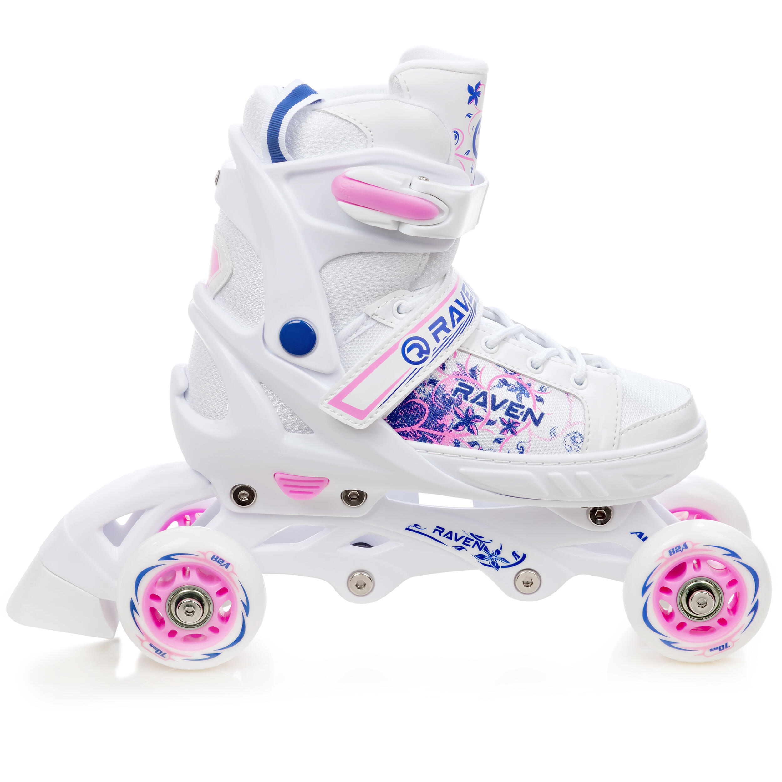 Pattini a rotelle regolabili 3in1 Meia Bianco/Blu/Rosa 6/7