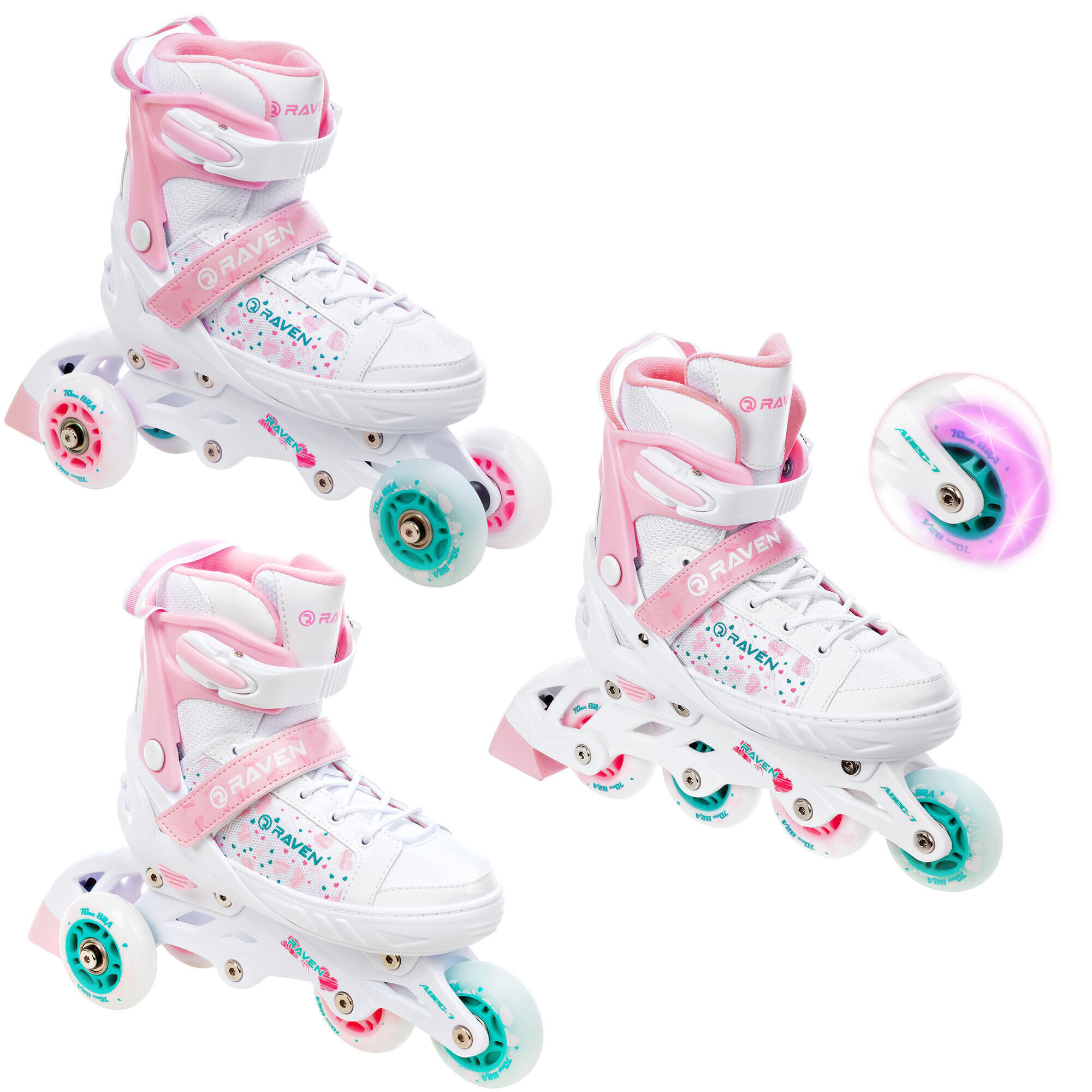 RAVEN Patines ajustables 3en1 Rosi Blanco/Rosa