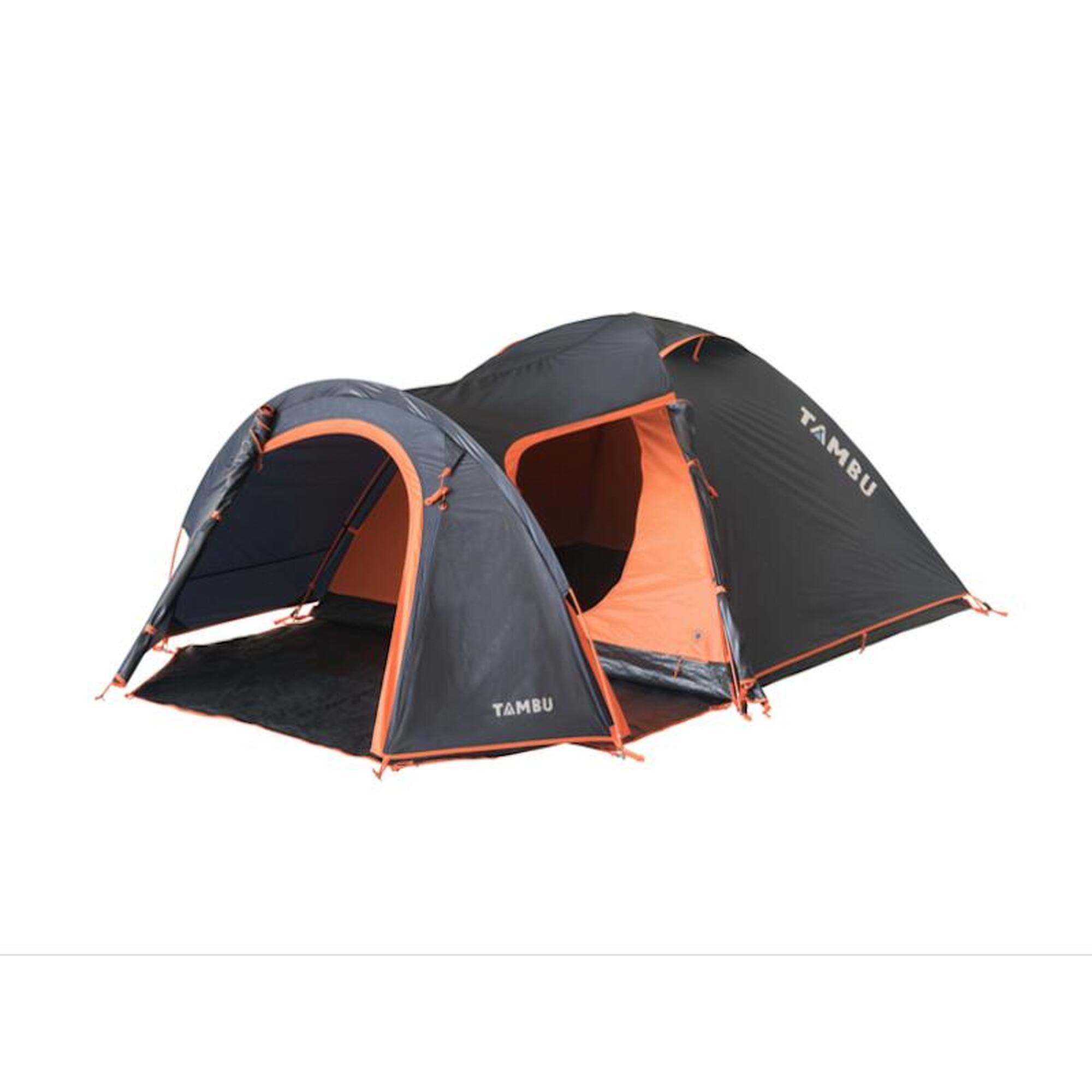 Kuppelzelt TAMBU Akasa 4 Personen Camping- und Festival-Zelt in Blau mit Vorbau