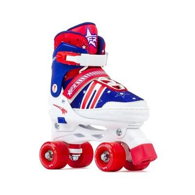 Spectra Blue/Red Adjustable Kids Quad Roller Skates 1/3