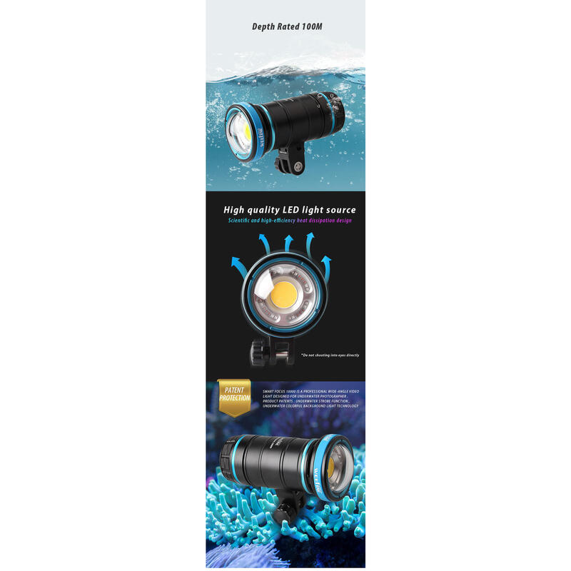 WF074 Diving Light Smart Focus 10000 Lumens Video Light