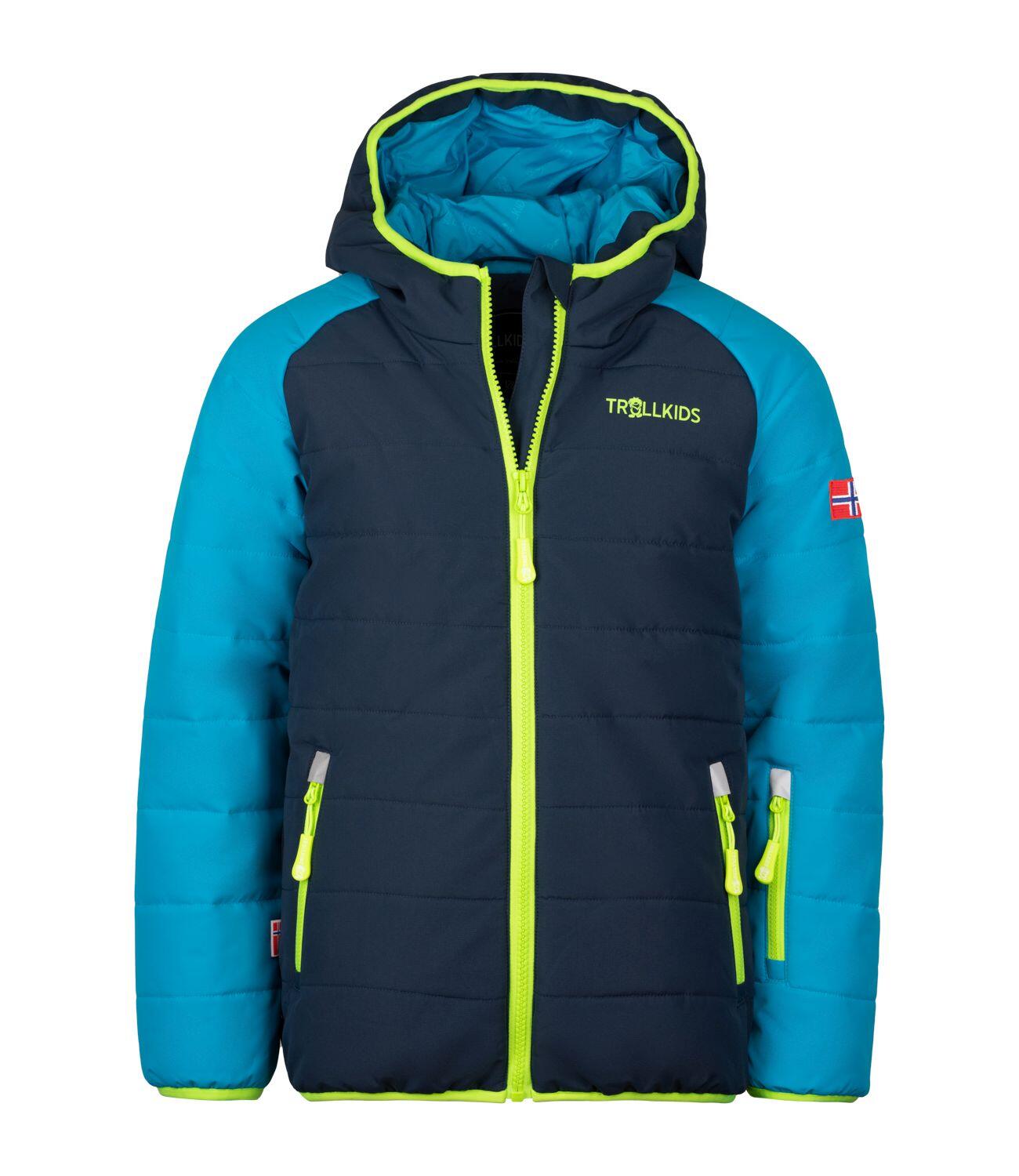TROLLKIDS Kinder Skijacke Hafjell PRO Blau/Nachtblau/Limegrün