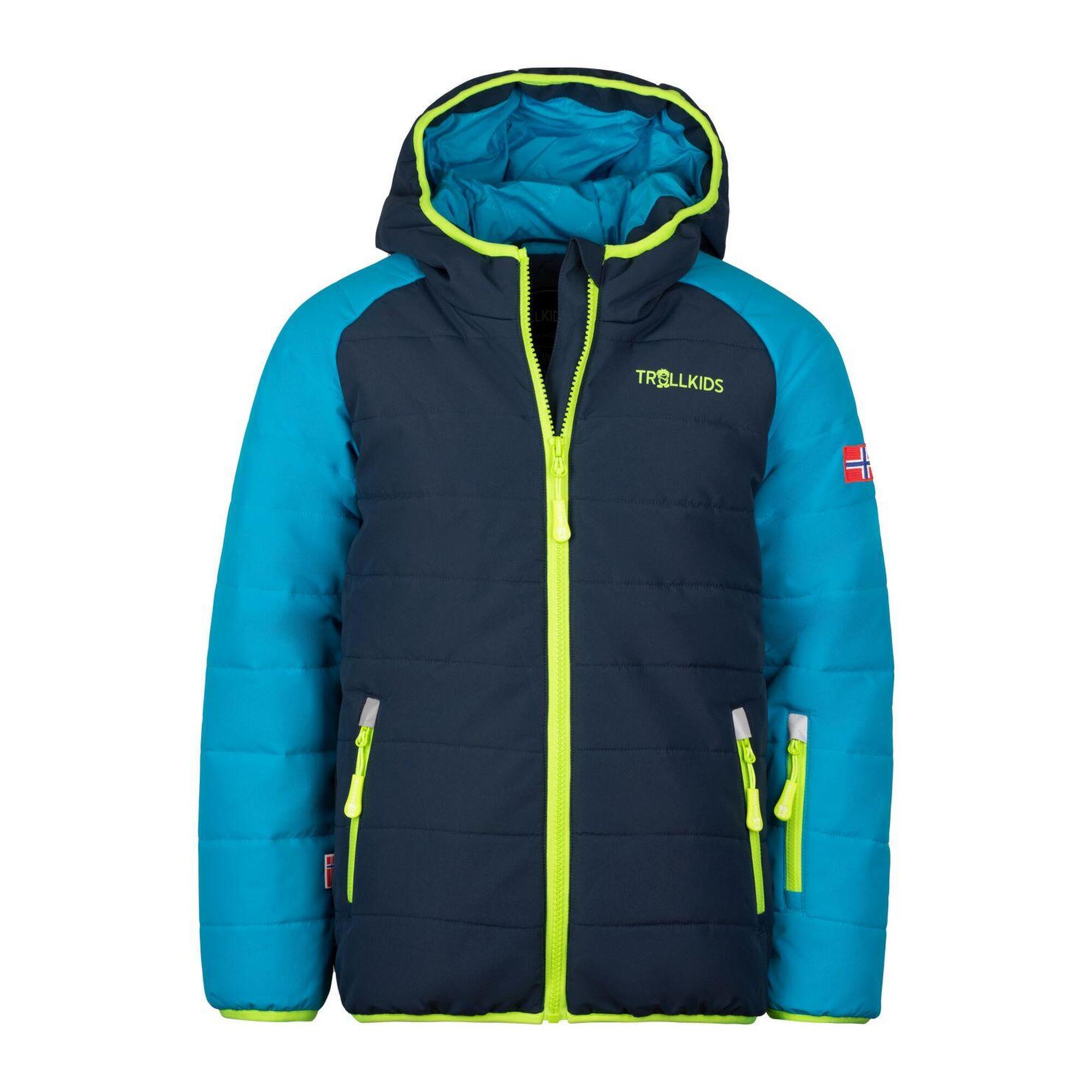 Hafjell PRO children's ski jacket blue/night blue/lemon green