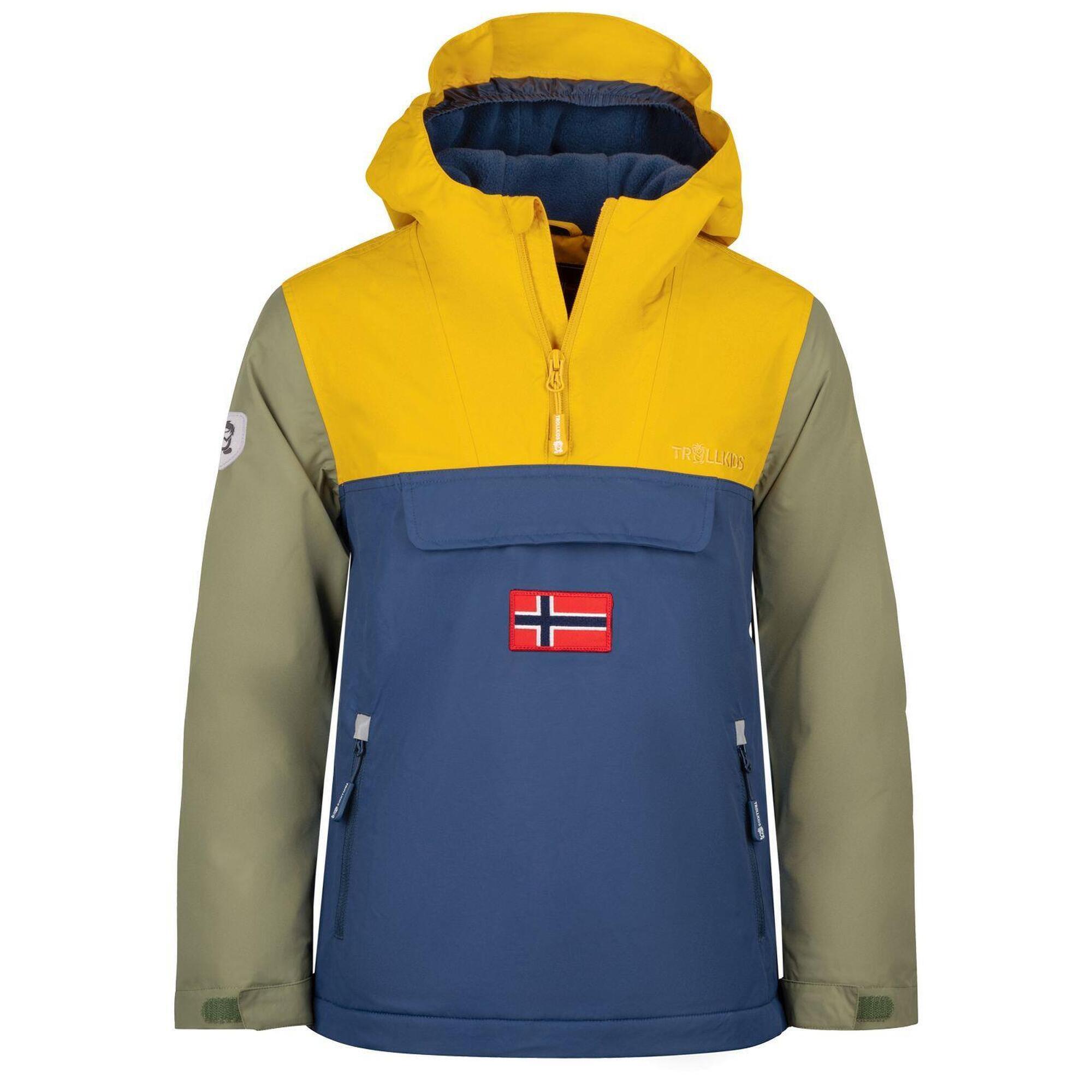 TROLLKIDS Kinder Parka Mantel KIRKENES Goldgelb/Mystikblau/Moos