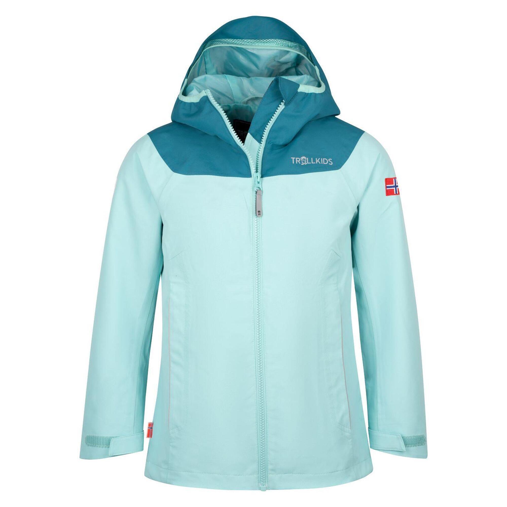 TROLLKIDS Kinder Regenjacke Bergen Wasserblau/Blaugrün