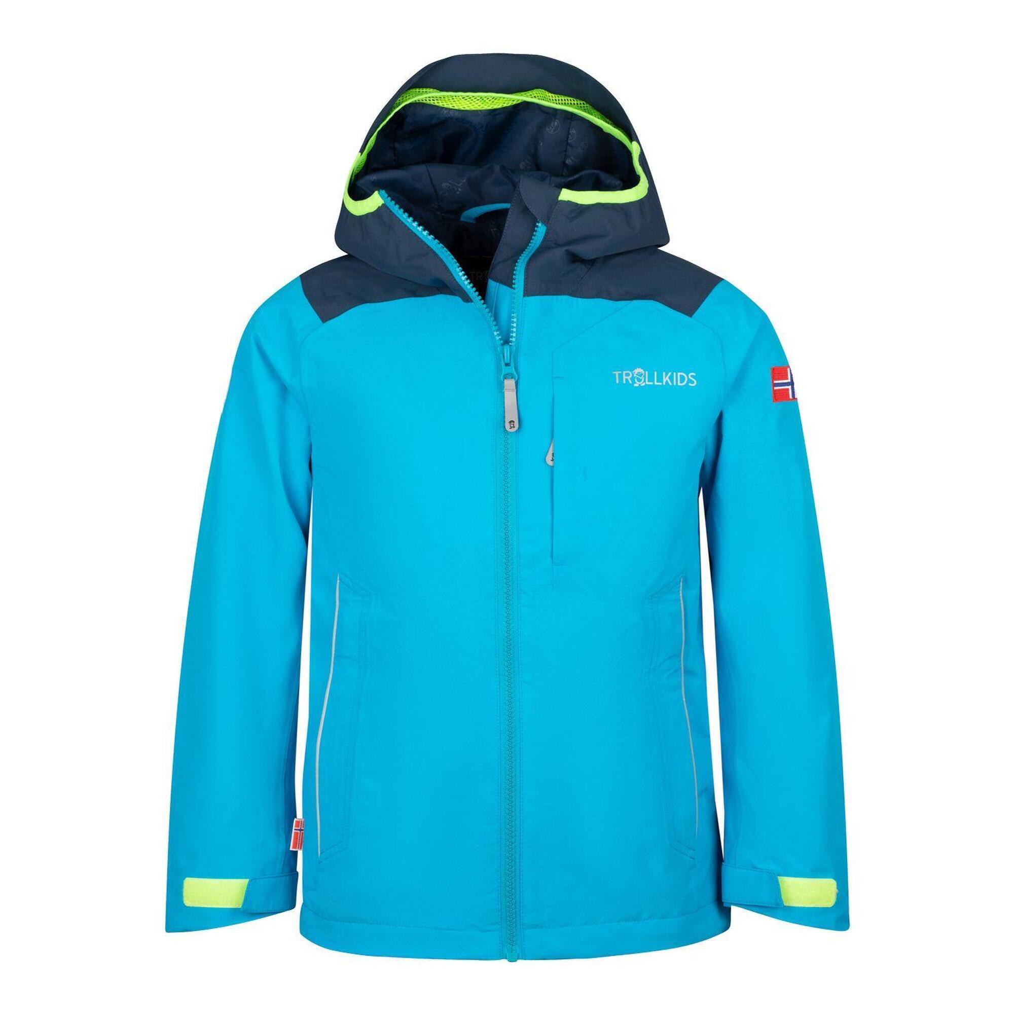 TROLLKIDS Kinder Regenjacke Bergen Nachtblau/Vivid-Blau/Limegrün