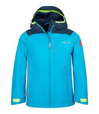 Kinder Regenjacke Bergen Leuchtendes Blau/wolkig grau