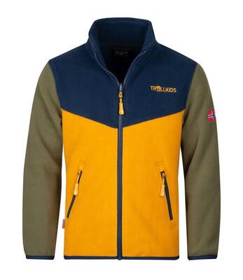 Kids fleece jacket oppdal xt ademend isolerend mosgroen/goudgeel/blauw