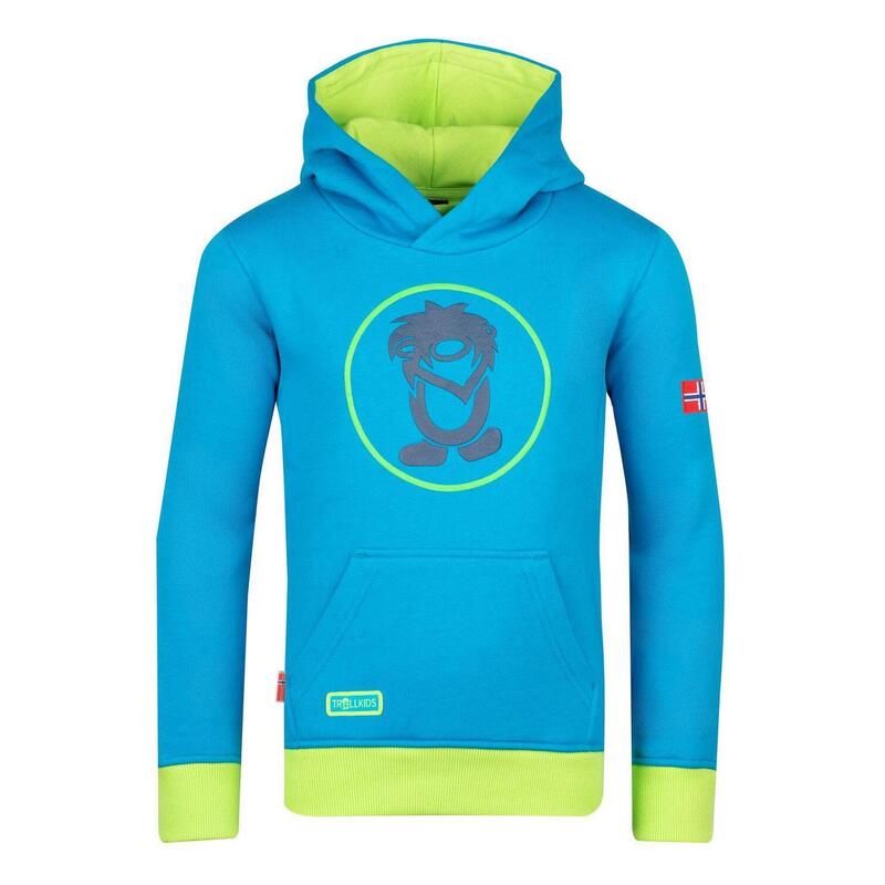 Sweat à capuche enfant Troll bleu clair/citron vert/bleu nuit