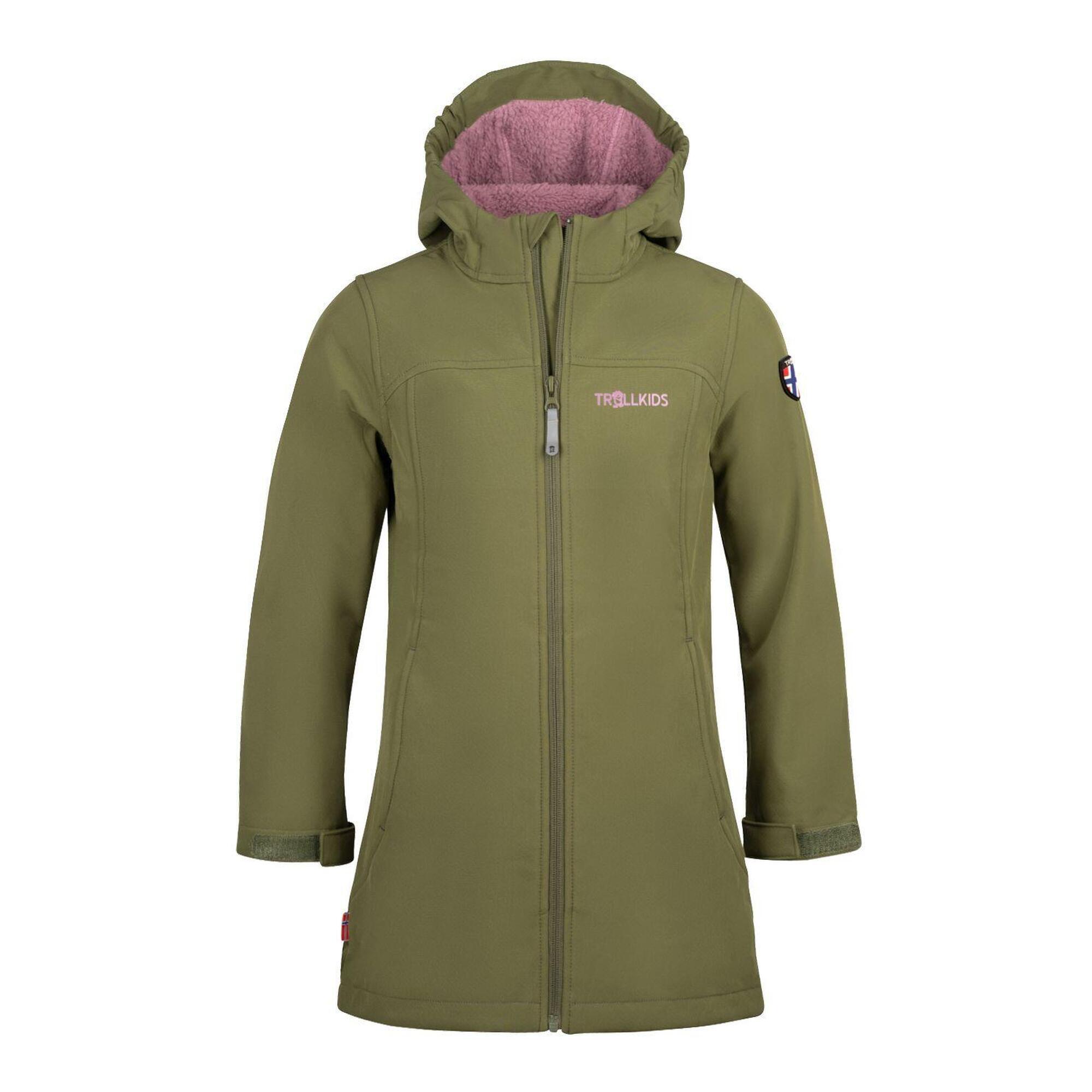 Girl's softshell coat Kristiansand Dark olive/Violet