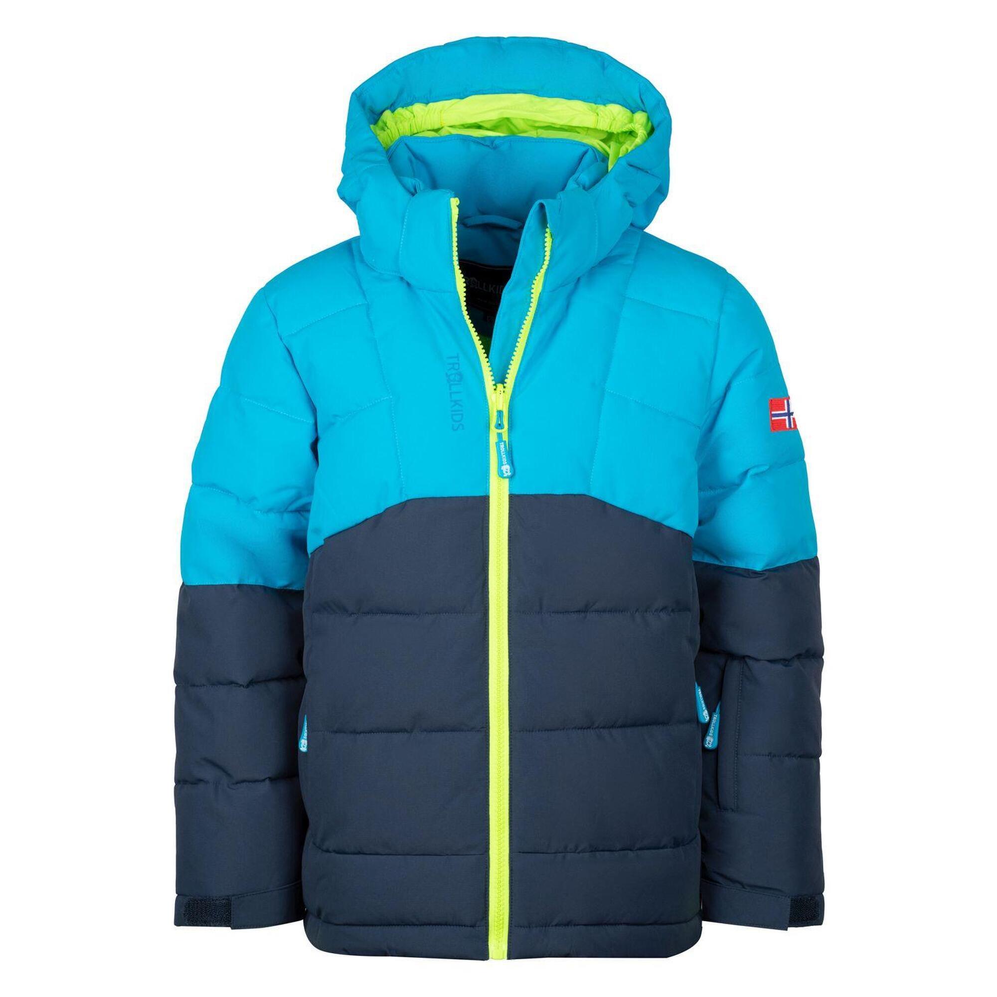 Gryllefjord children's winter jacket blue/night blue/lemon green