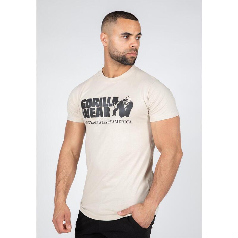 Camiseta Musculación Manga Corta Hombre GORILLA WEAR Classic Beige