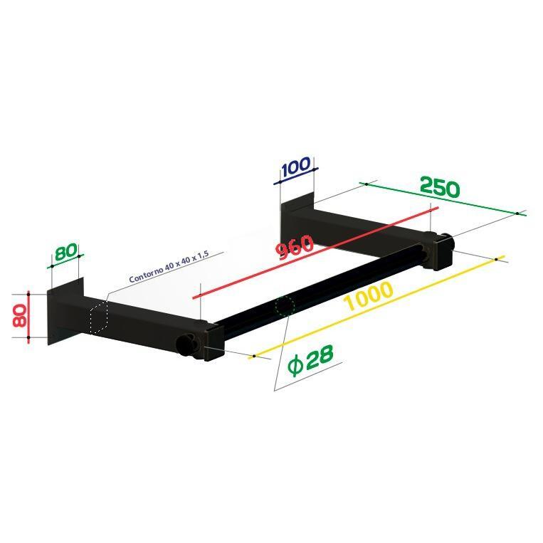 Barre de Traction Murale jusqu'à 150 kg SLIM2 SPEKTR 100*25 cm Noir 2/2