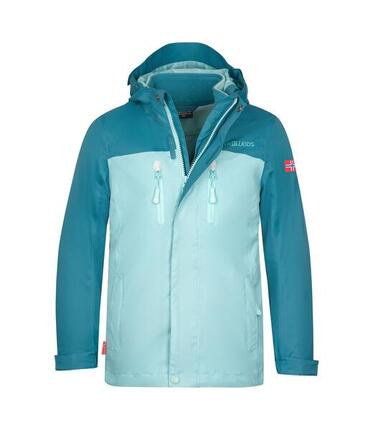 Kinder 3in1 Jacke Bryggen Blaugrün/Wasserblau