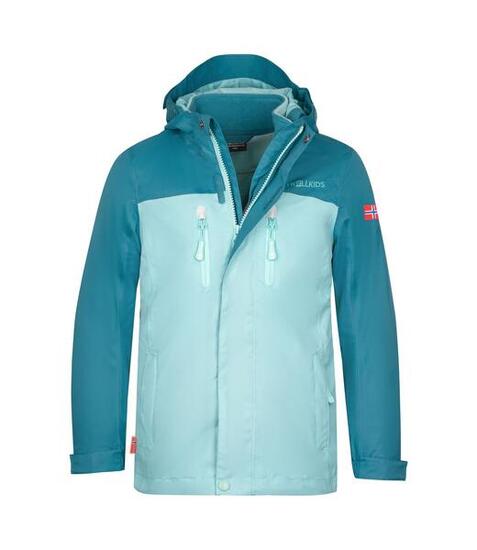 Mädchen 3-in-1-Funktionsjacke Bryggen Helle Beere/Dunkeltürkis/Madeira blau