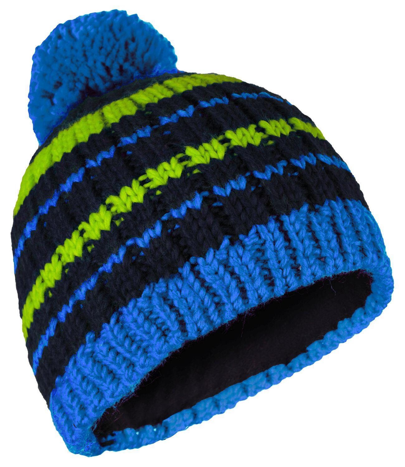 Kinder Bommelmütze Hafjell Nachtblau/Vivid-Blau/Limegrün 2/2