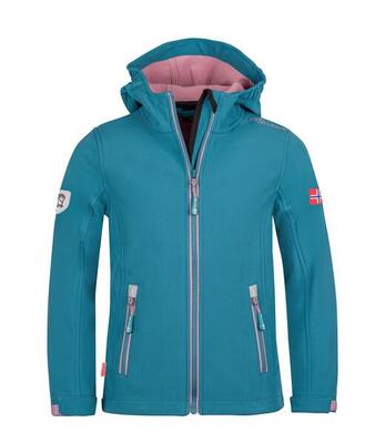 Mädchen Softshelljacke Trollfjord Wasserabweisend Mitternachtsblau / Coral