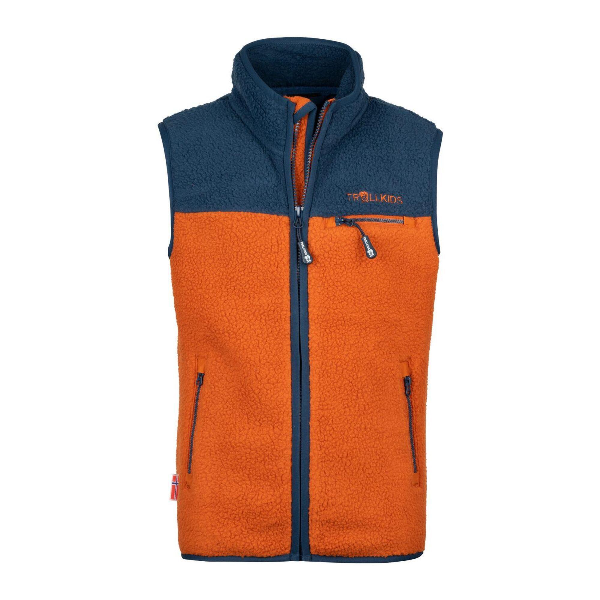 Children's fleece vest Hemsedal cinnamon/dark blue