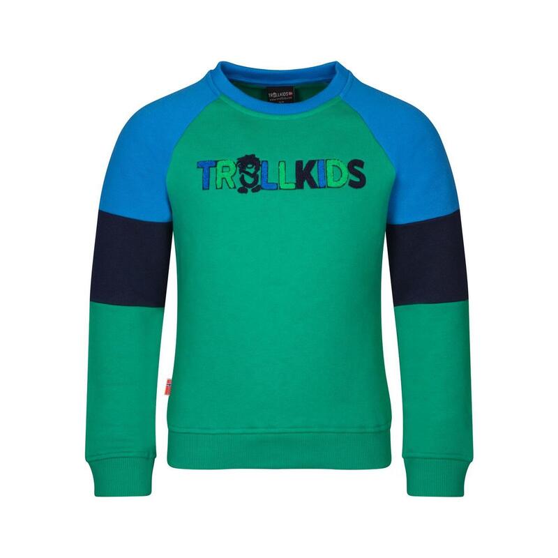 Sweat-shirt enfant Trollfjord vert poivre/bleu marine/bleu ciel