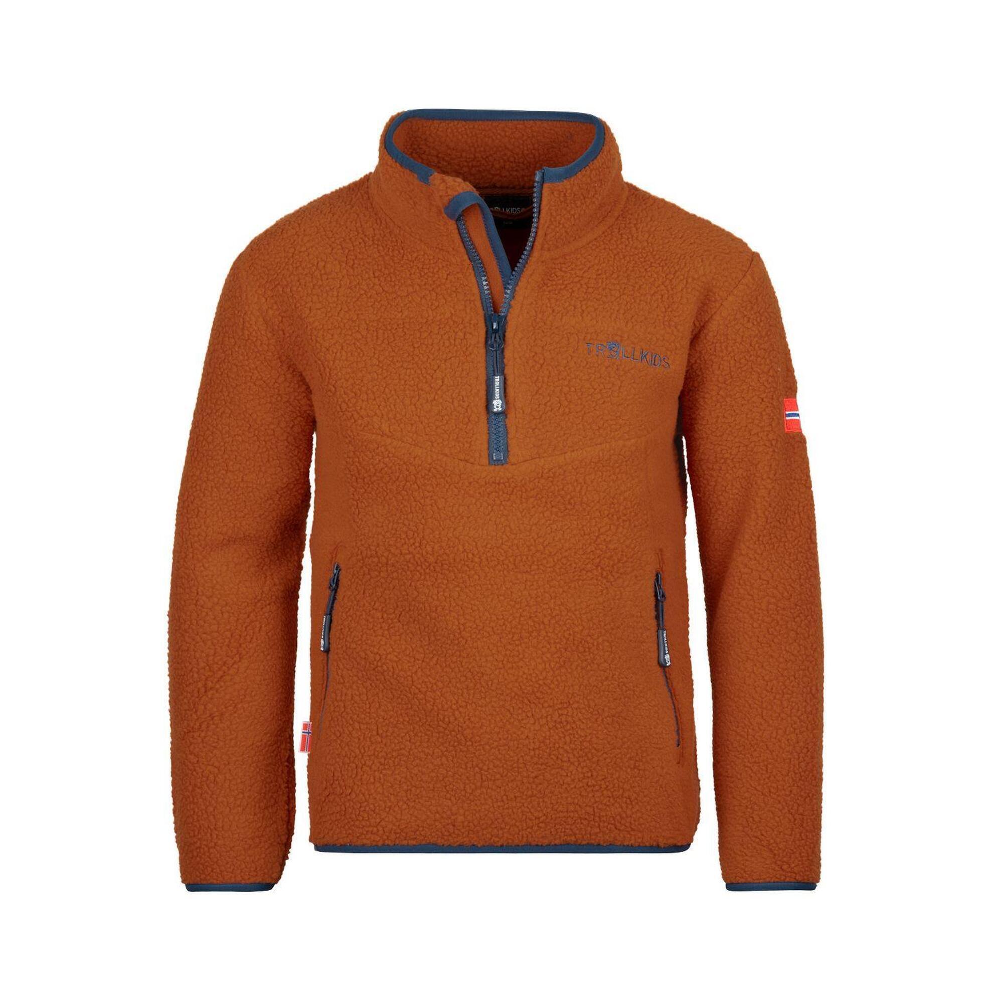 Hemsedal children's fleece pullover cinnamon/dark blue