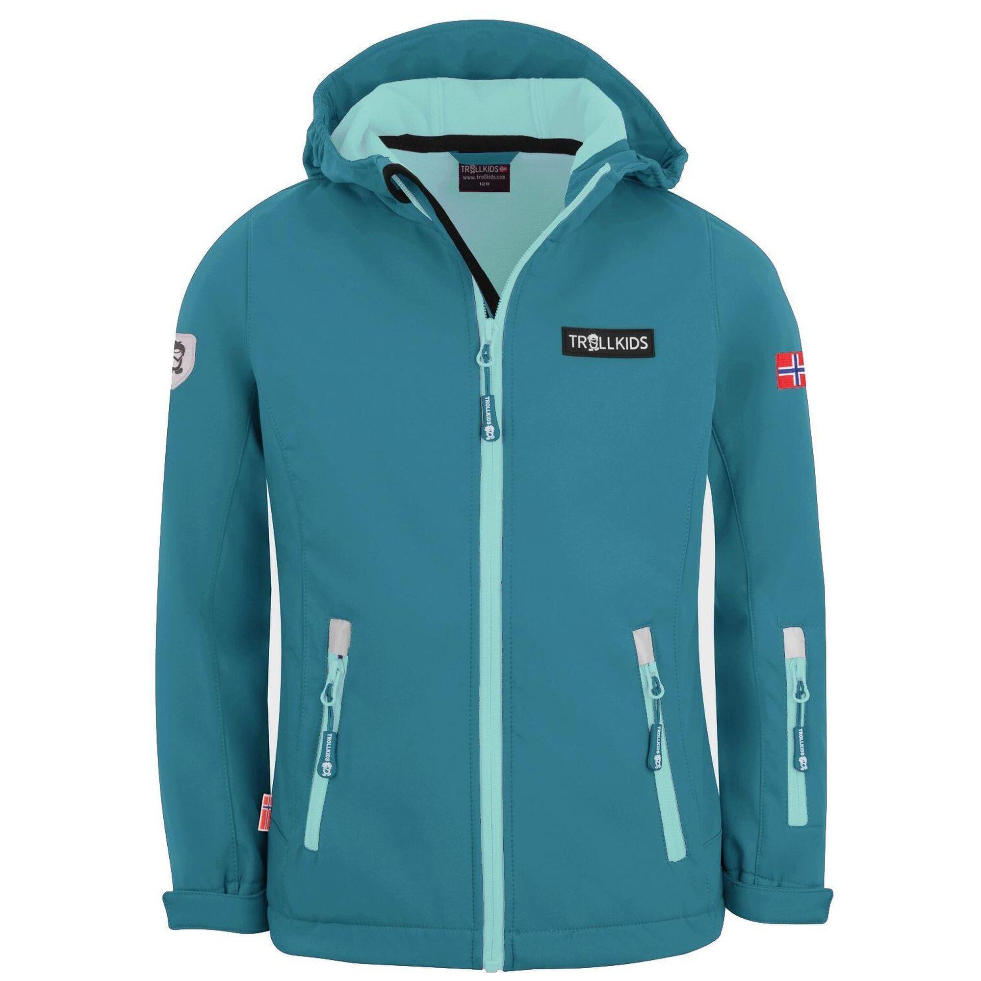 Oslofjord children's softshell jacket turquoise/light turquoise