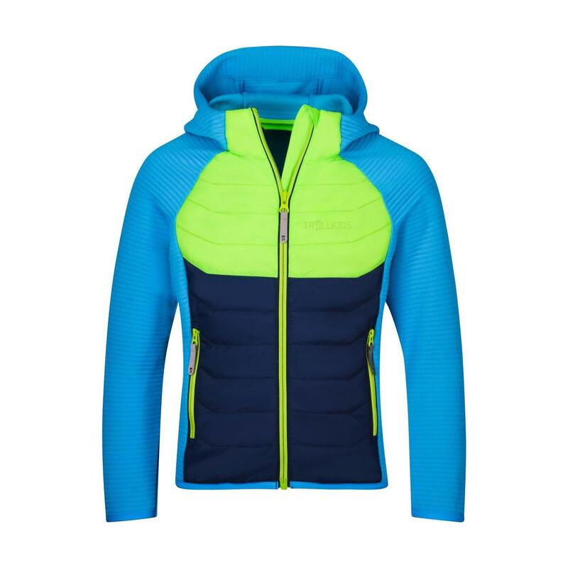 Kinder Hybridjacke Sirdal Vivid-Blau/Limegrün