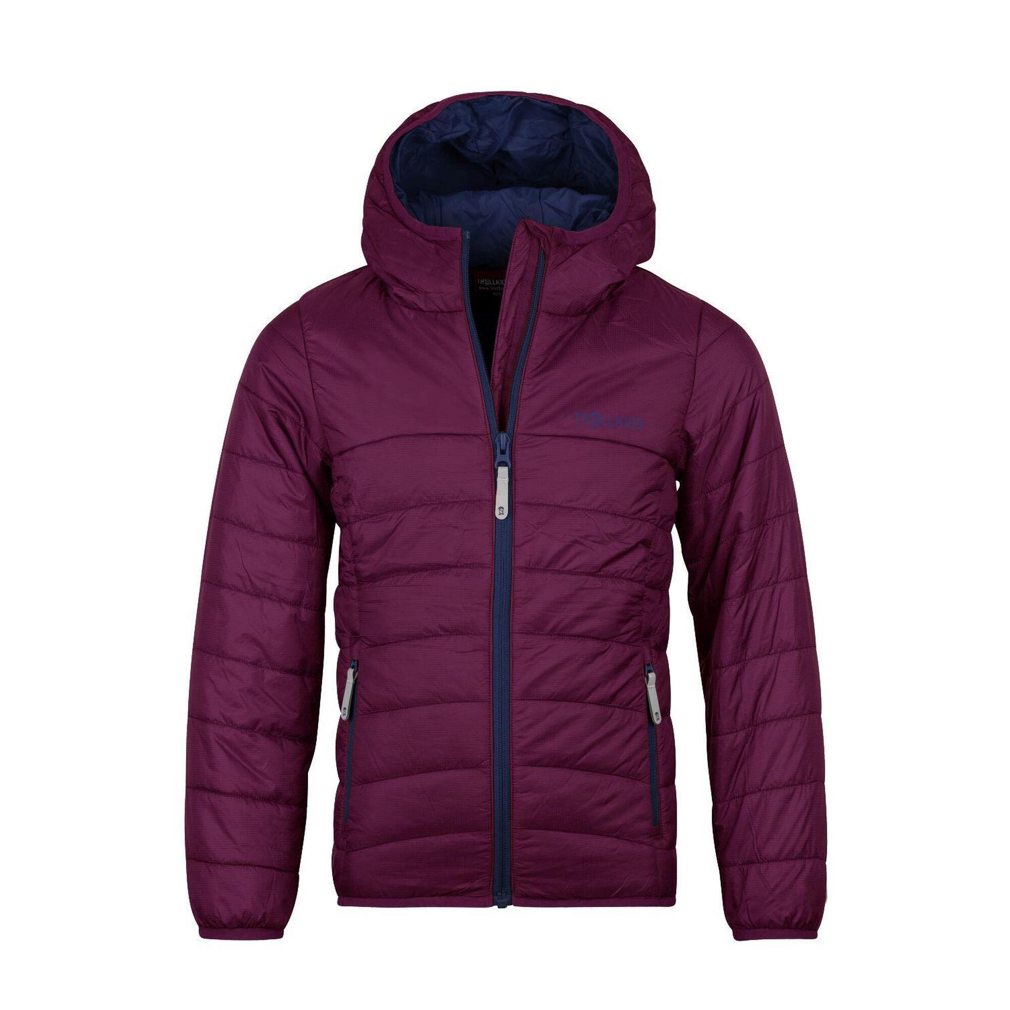 Girls' quilted jacket Eikefjord plum/navy blue