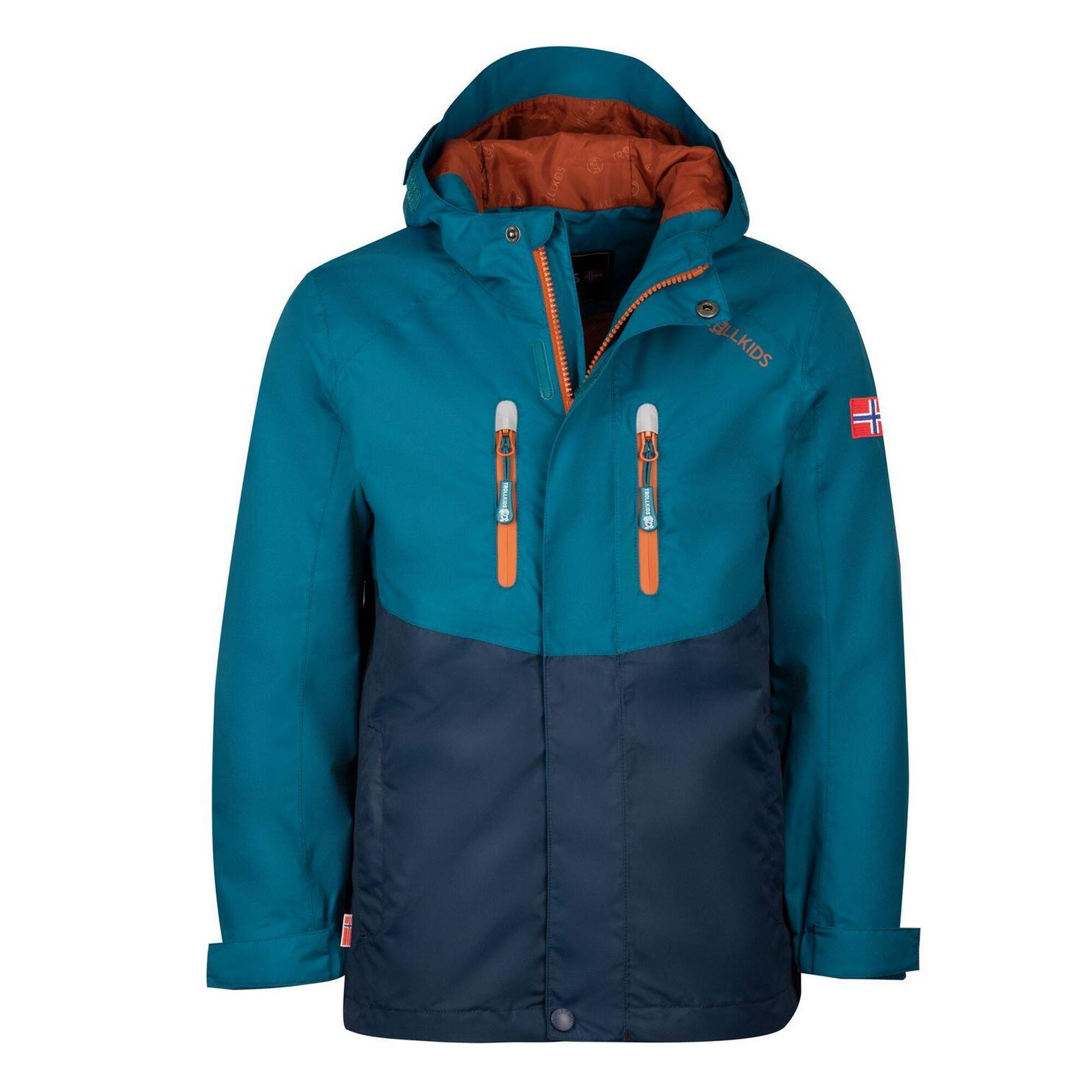 TROLLKIDS Kinder Regenjacke Nusfjord Dunkelblau/Nachtblau/Zimt