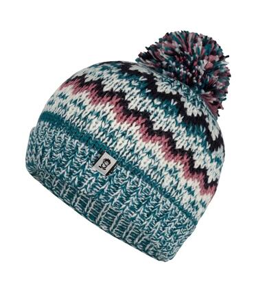 Bonnet à pompon fille Kristiansand bleu-vert/violet/bleu marine